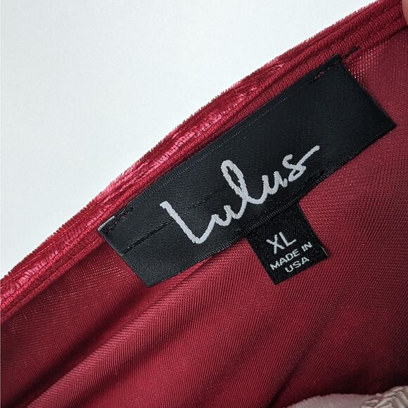 Lulus Shine of Your Life Wine Red Crushed Velvet Wrap Skater Dress Size XL - Picture 7 of 9